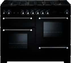 RANGEMASTER  Kitchener 110 Dual Fuel Range Cooker - Black & Chrome